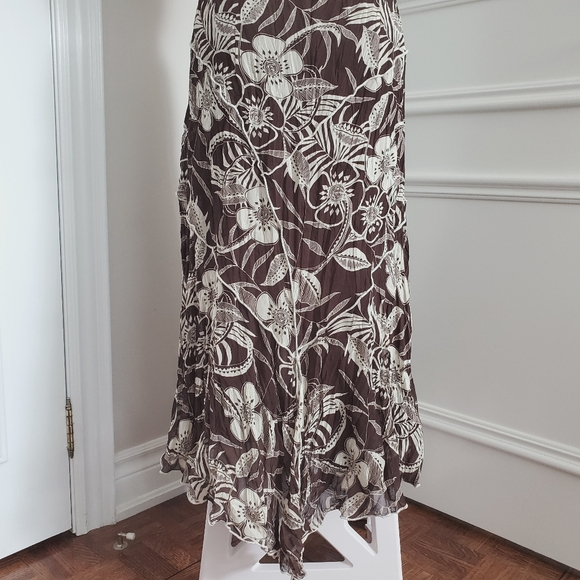 Vintage 80's Crepe Floral Short Sleeved Maxi Dress By Linea Domani Italy - Picture 7 of 16